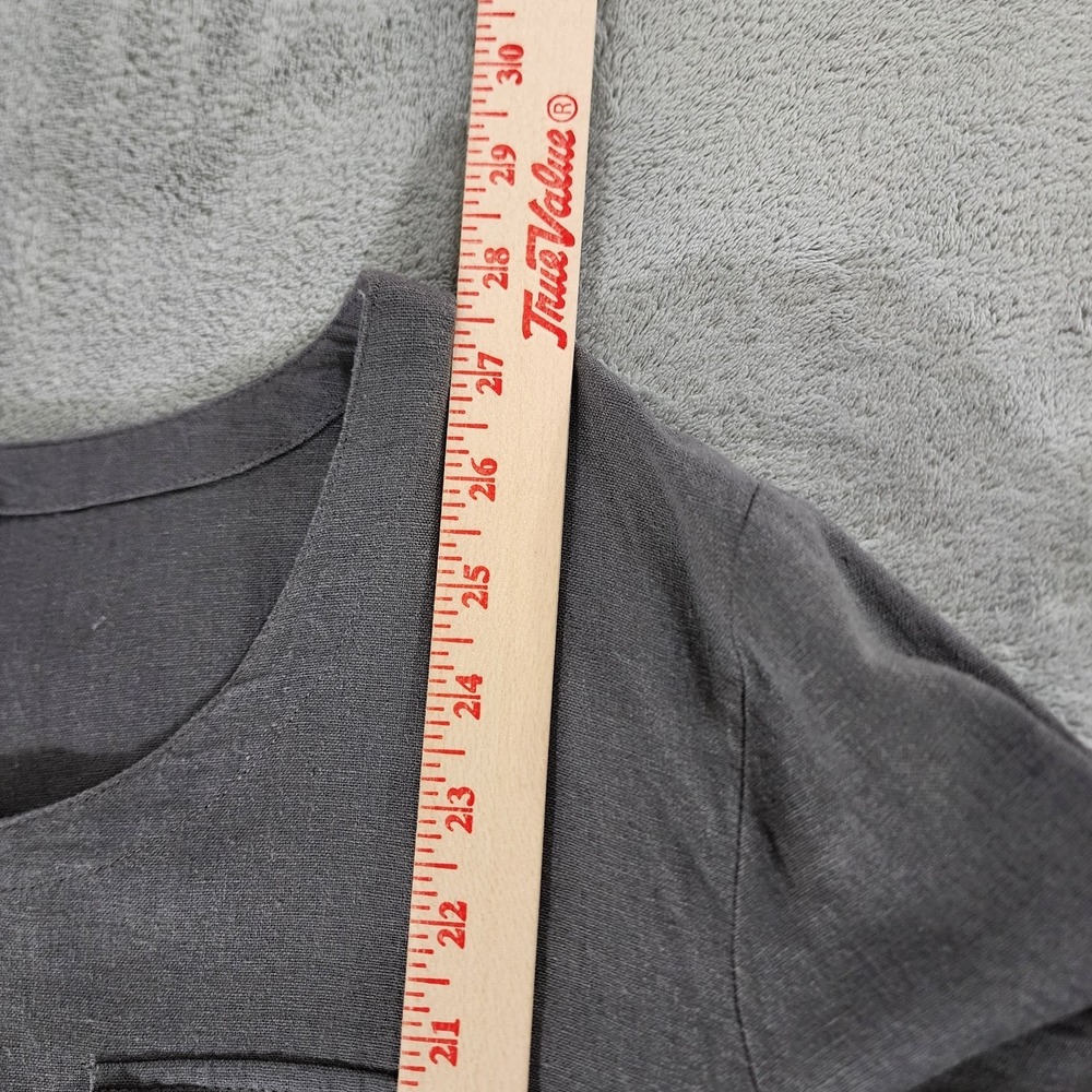Ellen Tracy Gray 55% Linen‎ Zipper Detail Rolled Tab Popover Top Blouse Large - Picture 7 of 8